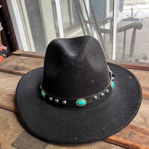 Turquoise Felt Cowboy Hat - Picture 2 of 3